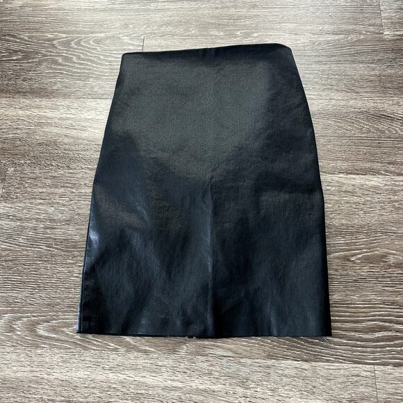 AllSaints Black Coated Denim Pencil Skirt US 6 High Rise Bodycon Slim Fit EUC - Picture 13 of 16
